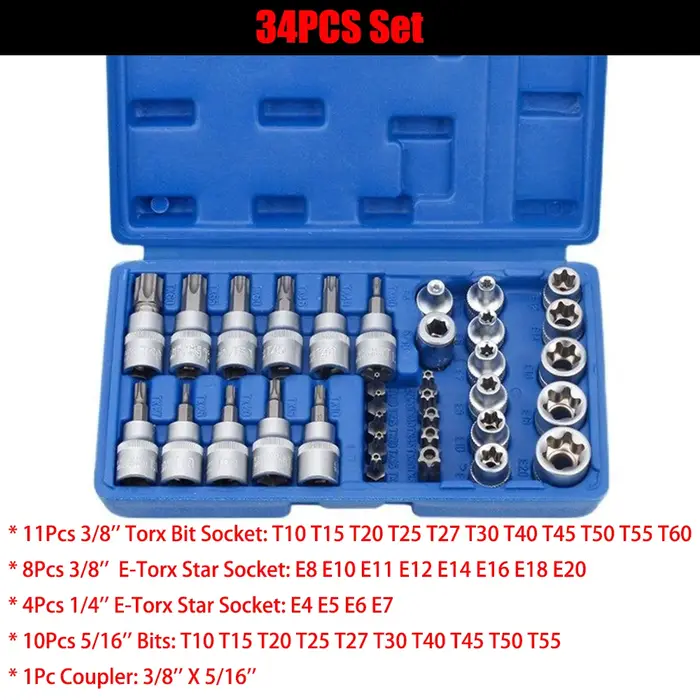 Jeu de douilles Torx et étoile e-torx