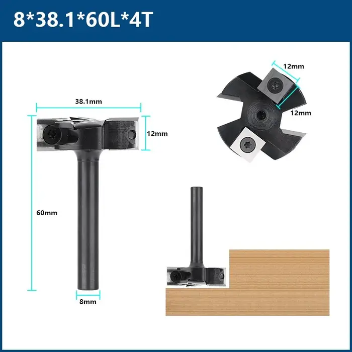 XCAN fraise CNC Spoilboard surface routeur peu 8/12mm tige insérer dalle en carbure aplatissement