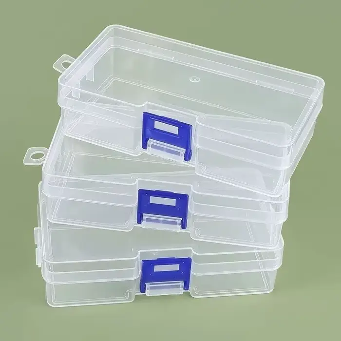 Boîte en plastique transparente rectangulaire pour embouts de tournevis