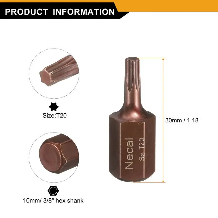 Embout de tournevis Torx tige hexagonale 30mm S2 acier sécurité inviolable tête
