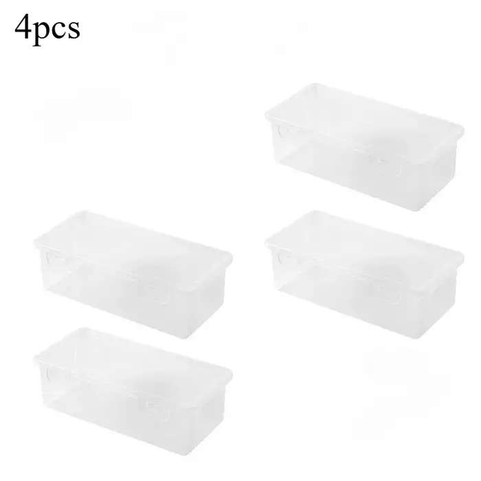 4 boîtes de rangement transparentes en PP de grande taille avec couvercles