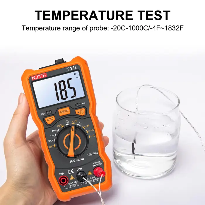 NJTY T21L multimètre numérique d'inductance 600μH-60H plage Cycle de service 0.1-99% température DC AC Amp tension résistance capacité NCV Hz