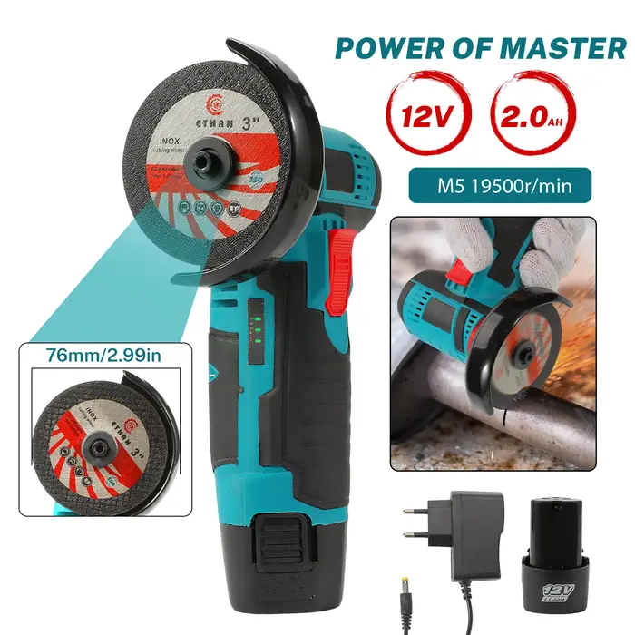 Kit de meuleuse d'angle sans fil 12V, batterie au Lithium Rechargeable 19500 tr/min, Mini machines-o