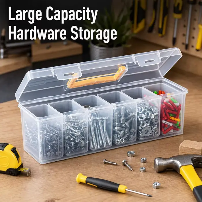 Boîte de rangement d'outils multi-compartiments en plastique avec poignée