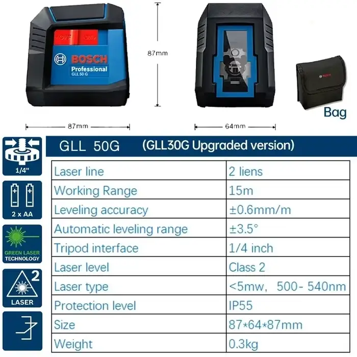 2025 Bosch ligne Laser GLL 50 G lignes