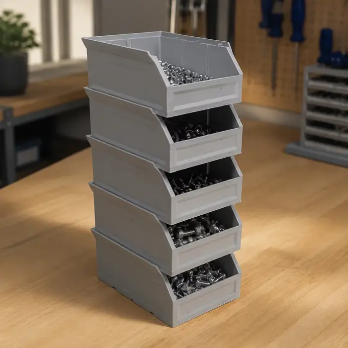 Boîte de rangement en plastique à ouverture inclinée