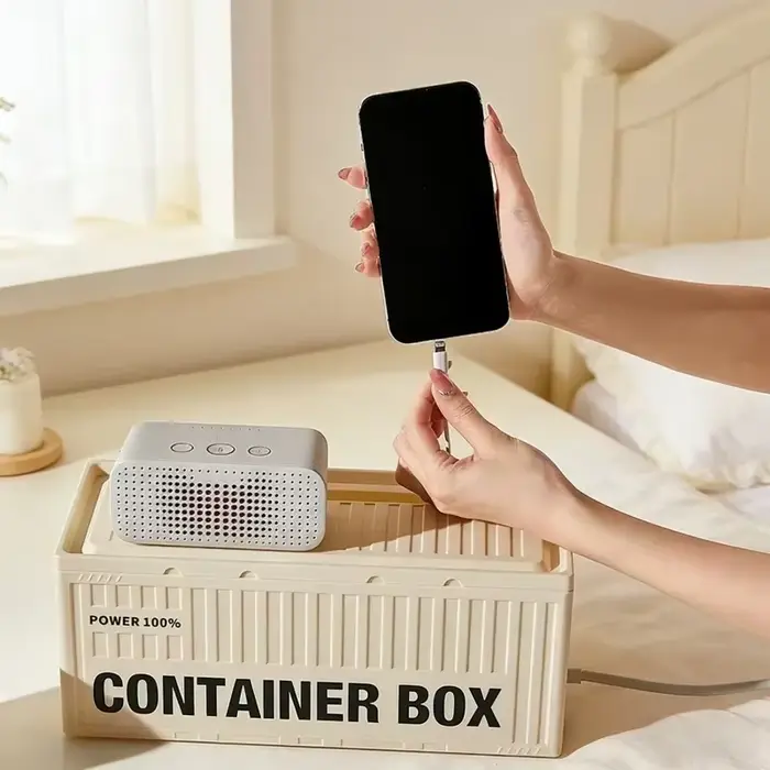 Boîte de rangement de câbles haute capacité avec couvercle