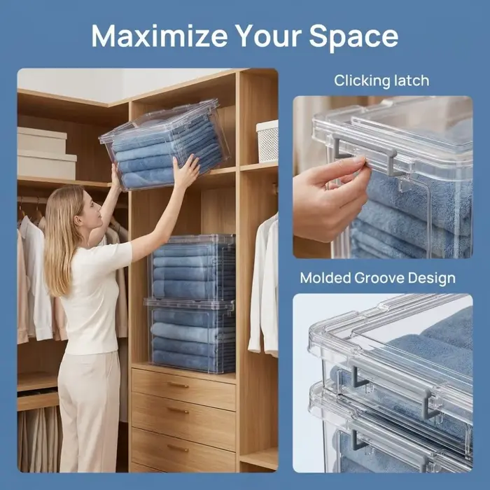Boîtes de rangement transparentes avec couvercles