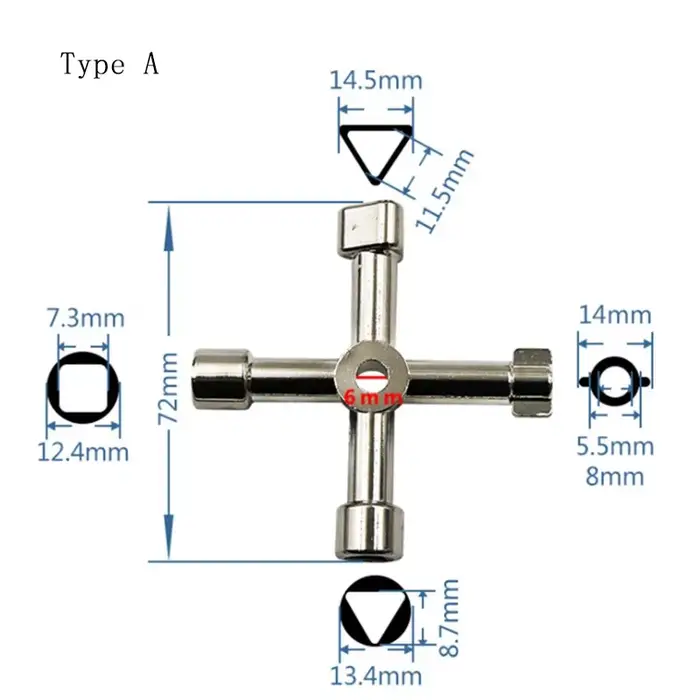 Clé triangulaire universelle multifonction 4-en-1 pour plombiers