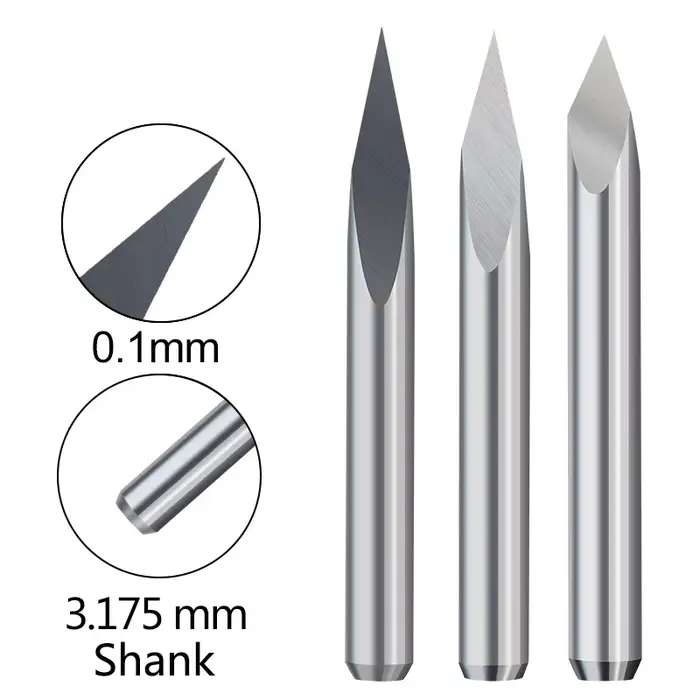 10 pièces CNC gravure peu 3 bord pyramide gravure Bits 3.175mm tige 20-90D carbure fin MillCNC route