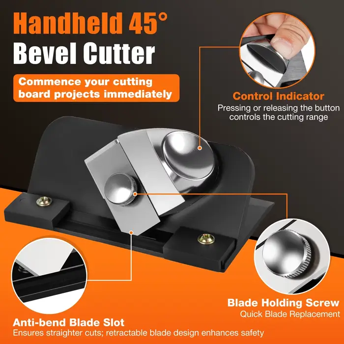 Coupe-tapis rétractable 45 ° Cutter à lame biseautée pour carton de passe-partout