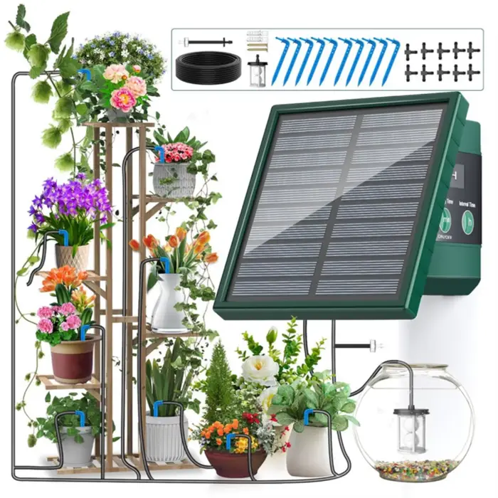 Système d'irrigation goutte-à-goutte solaire automatique, pour jardin, balcon, bricolage, tuyau d'ar