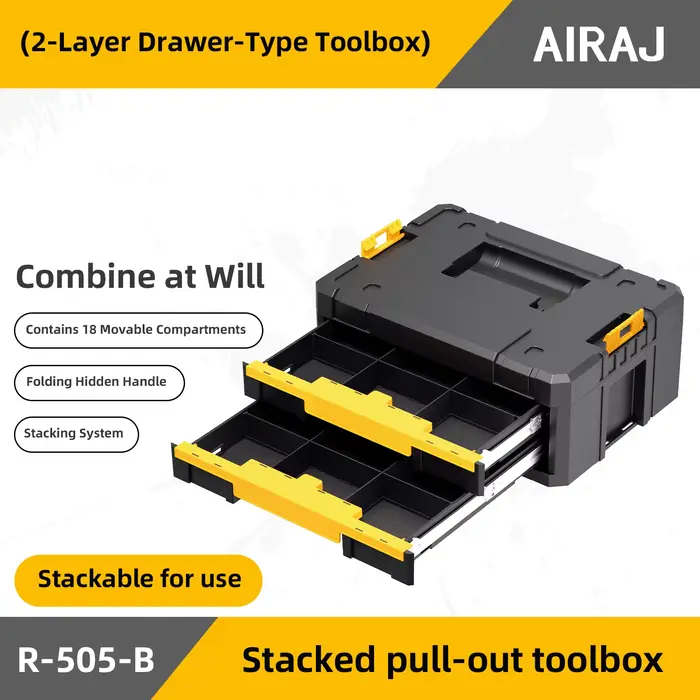 AIRAJ Boîte de rangement d'outils compartimentée de style tiroir à deux couches avec une grande capacité sans occasion