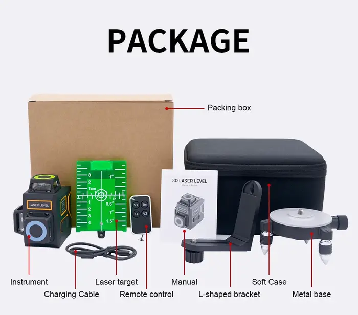 Ponbos Portable Mini niveau Laser auto-nivelant automatique 360