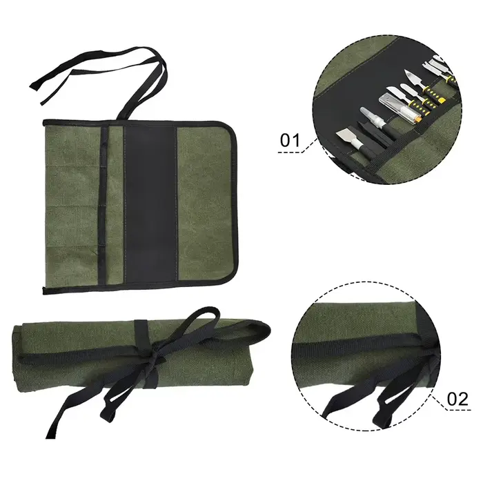 Sac à outils enroulable polyvalent à poches multiples, pochette pour clé en tissu Oxford, tournevis,