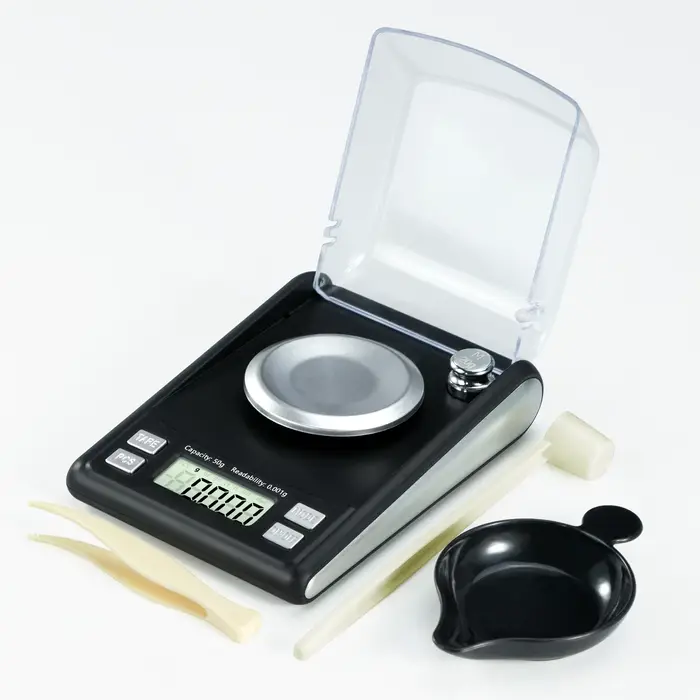 Balance de précision 50/0,001g avec poids de 20g, micro-balance pour médicaments en poudre, balance