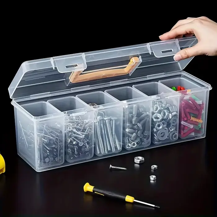 Boîte à outils multifonctionnelle pour la maison, 7 pièces, boîte de rangement d'outils portable tra