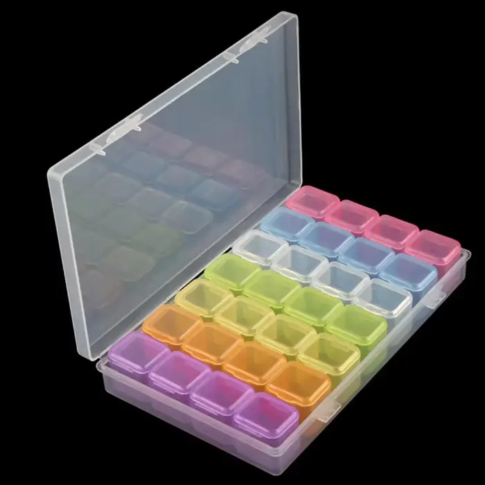 Boîte de rangement en plastique à 28/32/48/56/64 fentes, boîte de rangement pour peinture diamant à 