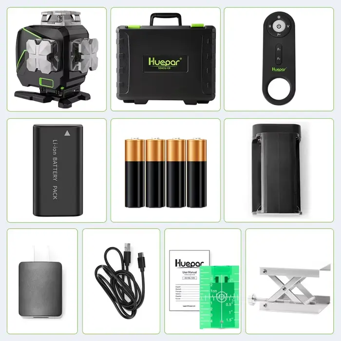 Huepar S04CG-A 16 lignes 4D Cross Line Laser Niveau Bluetooth et Télécommande Canonique Lignes de fa