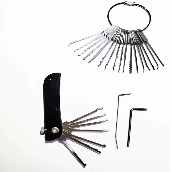 Nouveauté 24 pièces outil de réparation de clé remplaçable pratique 24 en 1 outils de serrurier portables en acier inoxydable