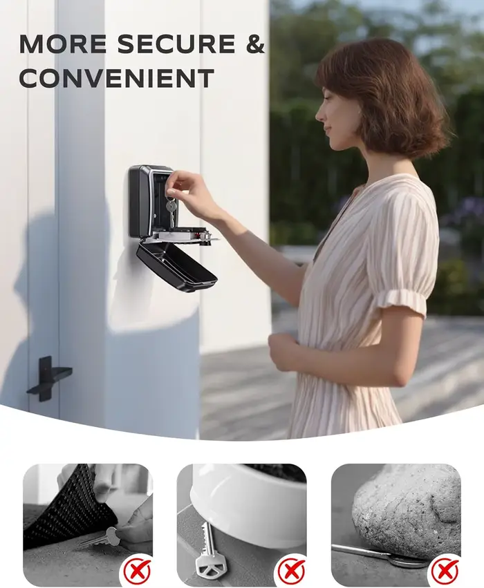 Boîte à clés personnalisable avec serrure à combinaison à 12 chiffres