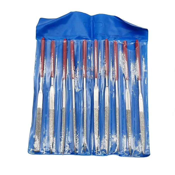 10 pièces diamant aiguille fichier ensemble 3x140mm Mini aiguille fichier Kit pour pierre verre méta