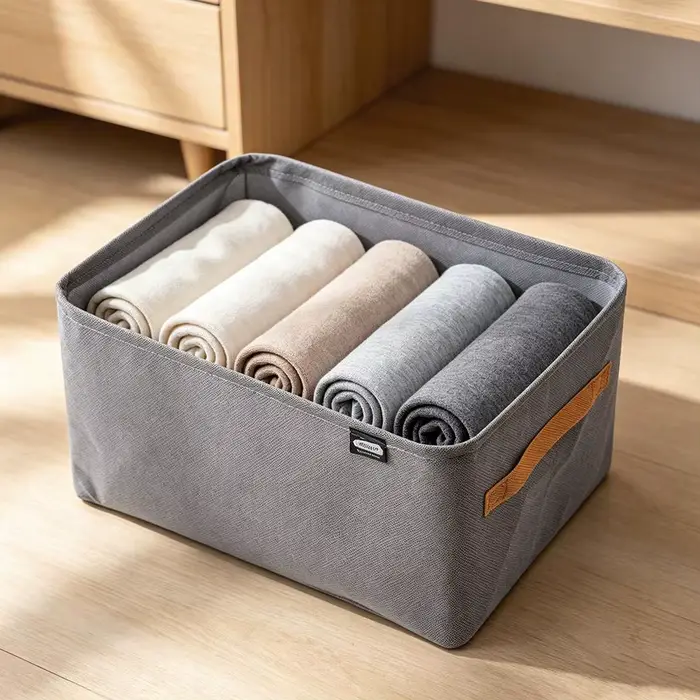Boîte de rangement en tissu pliable pour livres