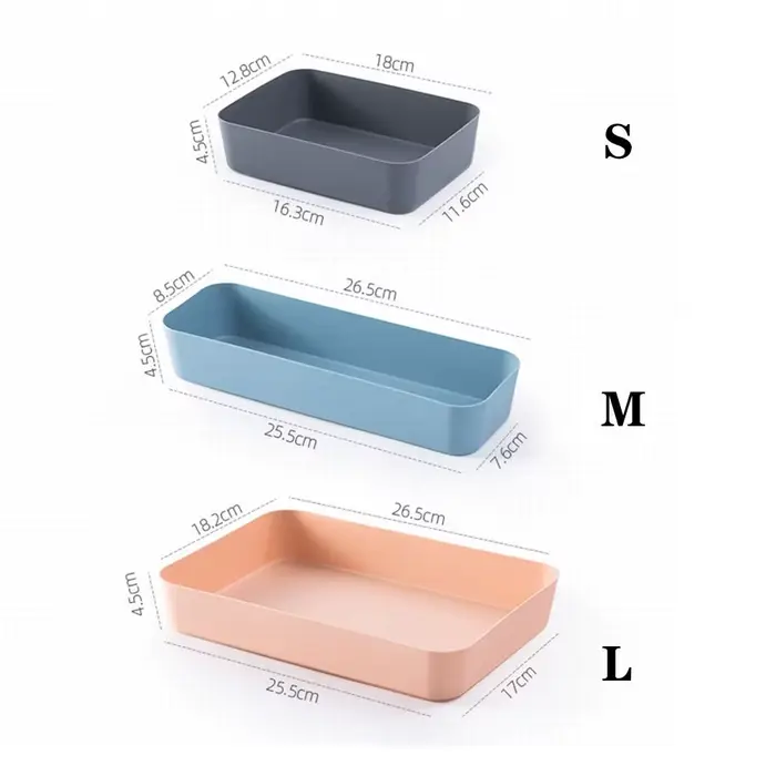 Boîte de rangement de bureau en plastique empilable grande capacité