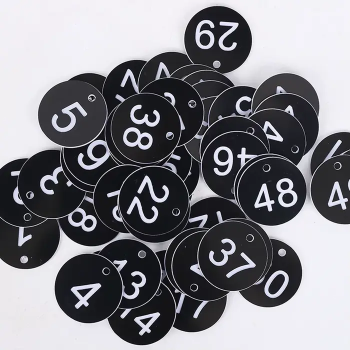 Étiquettes rondes à chiffres 1-50 pièces, porte-clés, étiquette de casier, étiquette d'identificatio