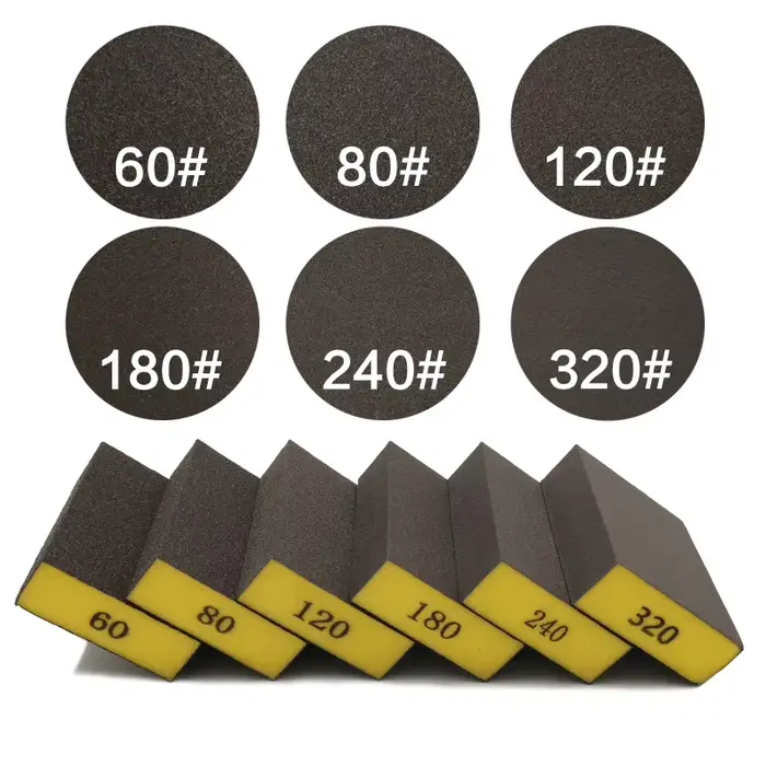 6 pièces/ensemble (60 80 120 180 240 320) bloc de ponçage épais moyen fin, éponges de ponceuse pour 
