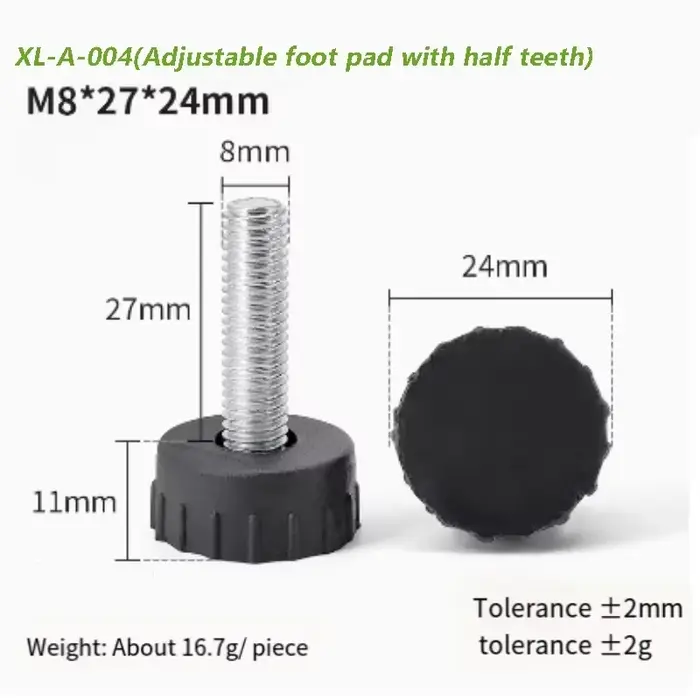 M8 pied de nivellement vis sur Type PP meubles en plastique Table chaise canapé jambe pieds antidérapants niveleur réglable Base boulon Pad