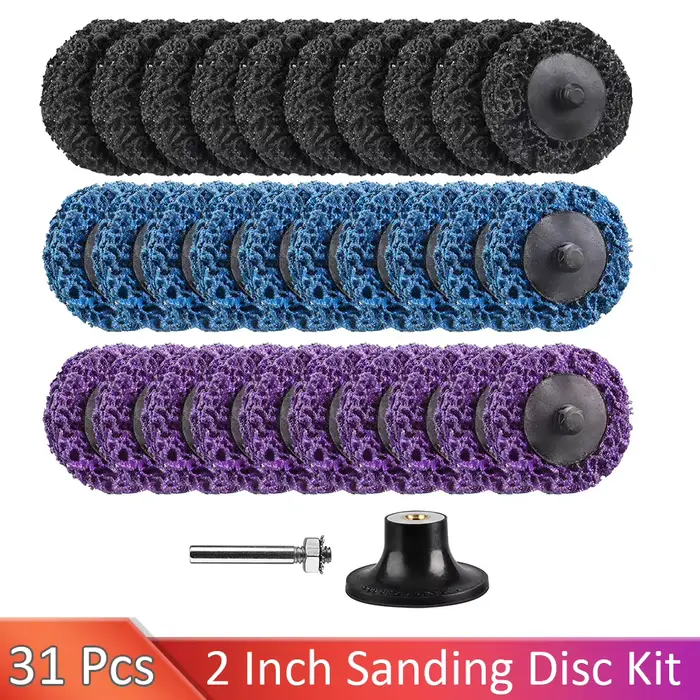 31 pcs. 2 in. drill quick-change easy stripper discs Roue de décapage avec disques de meulage de 1/4