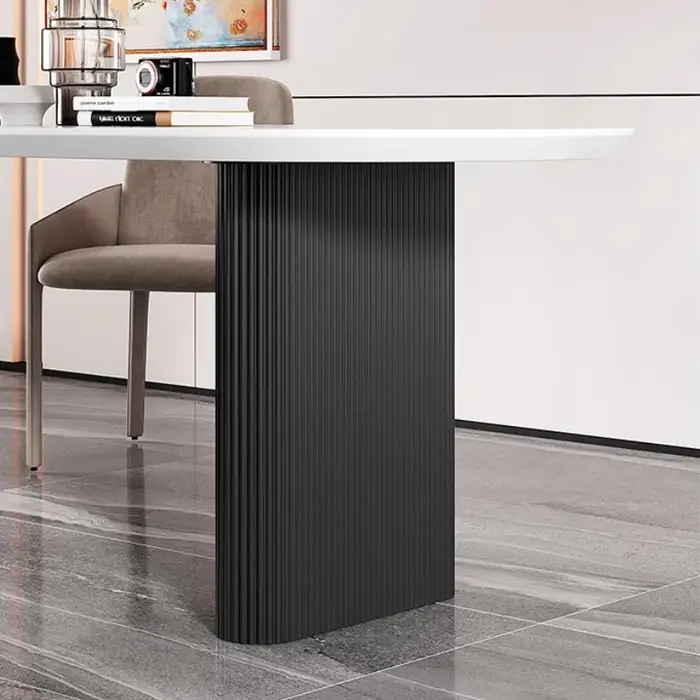 Pieds de Table ondulés esthétiques en métal crème, Base de bureau elliptique pour Support d'îlot de 