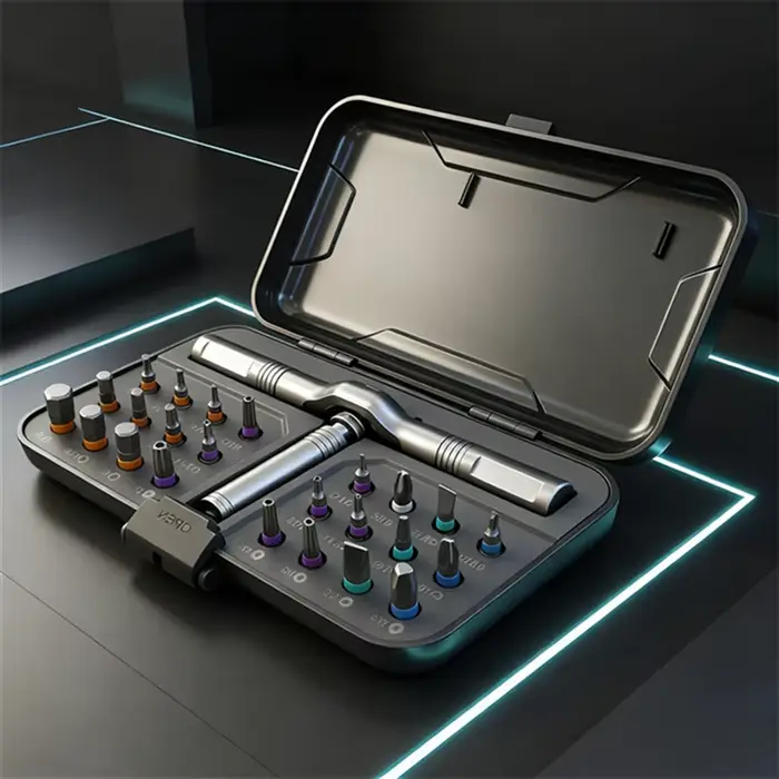 Jeu de tournevis magnétiques 24 en 1, tournevis à cliquet magnétique Compact et Portable avec poigné