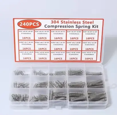 Kit d'assortiment de ressorts de Compression 240 pièces/boîte, en acier inoxydable 304, avec 15 tail