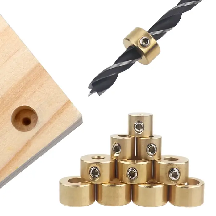 Outils de foret 3-12mm, colliers d'arrêt de profondeur en laiton, anneau de positionnement avec clé