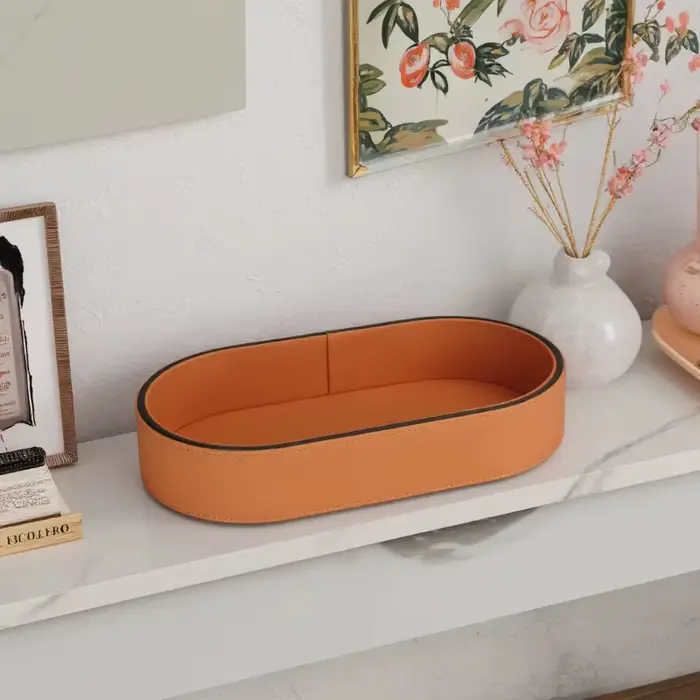 Boîte de rangement en cuir PU pour décoration de salon