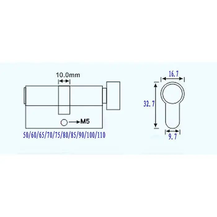 Cylindre de porte 55 60 65 70 75 80 85 90mm