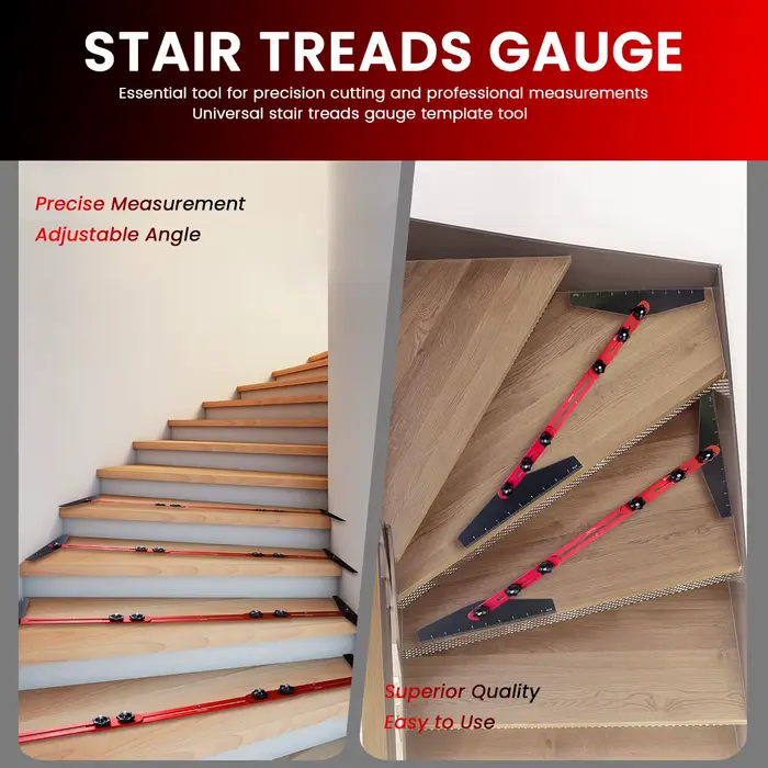 Outil de gabarit de bande de roulement d'escalier-gabarit de mesure de marche avec règle et Angle-guides de coupe