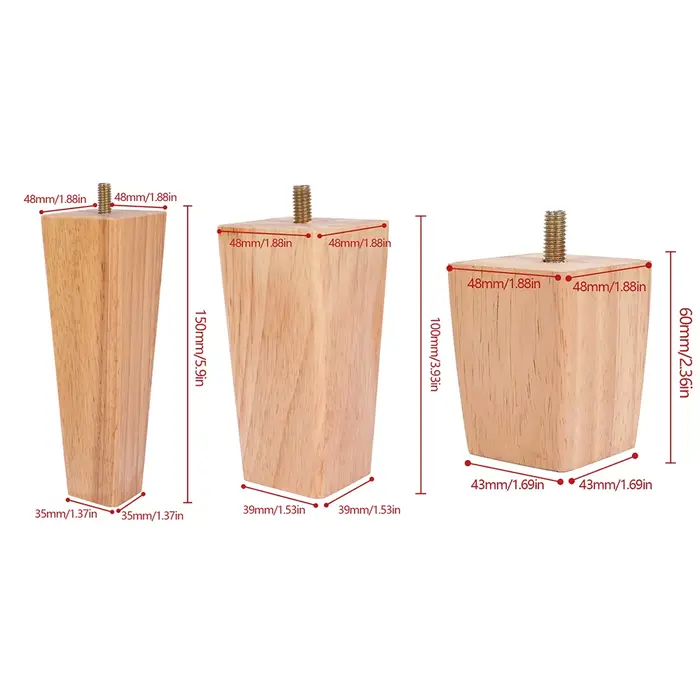 4 pièces 6/10/15cm pieds de meubles en bois massif canapé armoires pieds carrés lit Table chaise pie