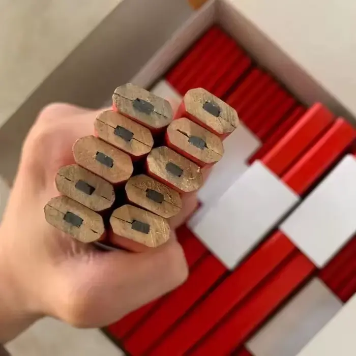Lot de 10 crayons de charpentier, stylo de marquage spécial avec échelle, stylo noir à mine épaisse 
