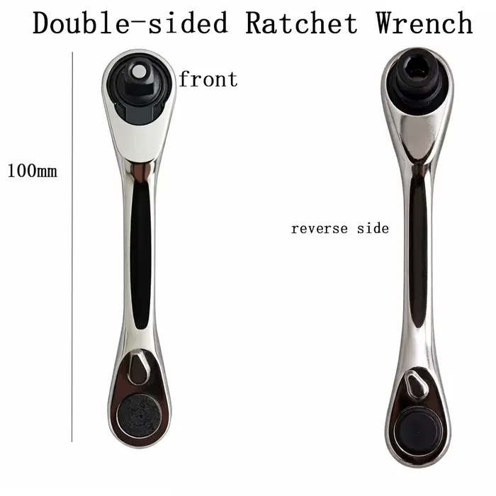 Clé à cliquet miniature Rafford 1/4, 72 dents, double tête avec adaptateur de douille, porte-embouts