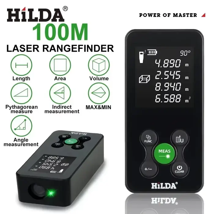HILDA 50/100/120M télémètre Laser lumière rouge/verte Distance Laser bande numérique mesure Laser d'