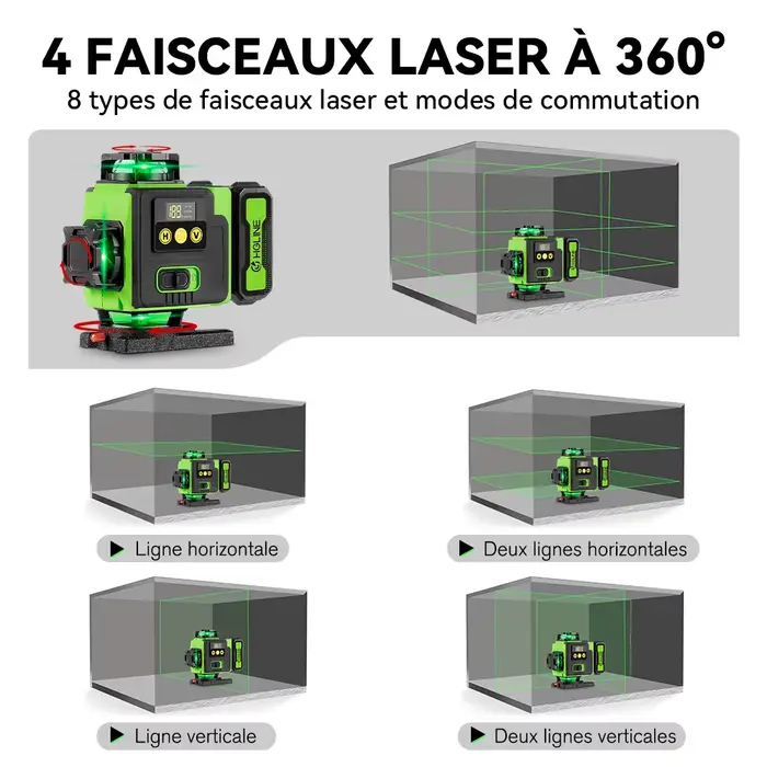 HGLINE 16 lignes niveau Laser APP télécommande niveaux horizontaux verticaux affichage de puissance de la Machine
