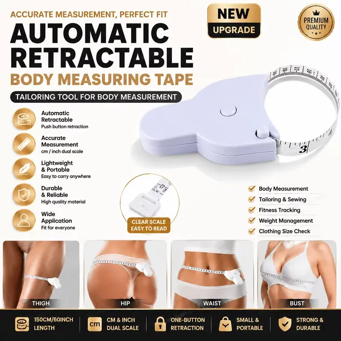 Mètre ruban télescopique automatique pour la mesure corporelle, outils de couture, règles de mesure 