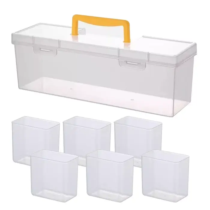 Boîte de rangement d'outils multi-compartiments en plastique avec poignée, petite boîte de tri pour 