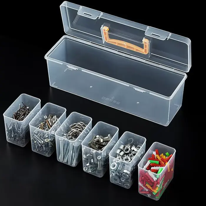 Nouvelle boîte à outils portable transparente vide