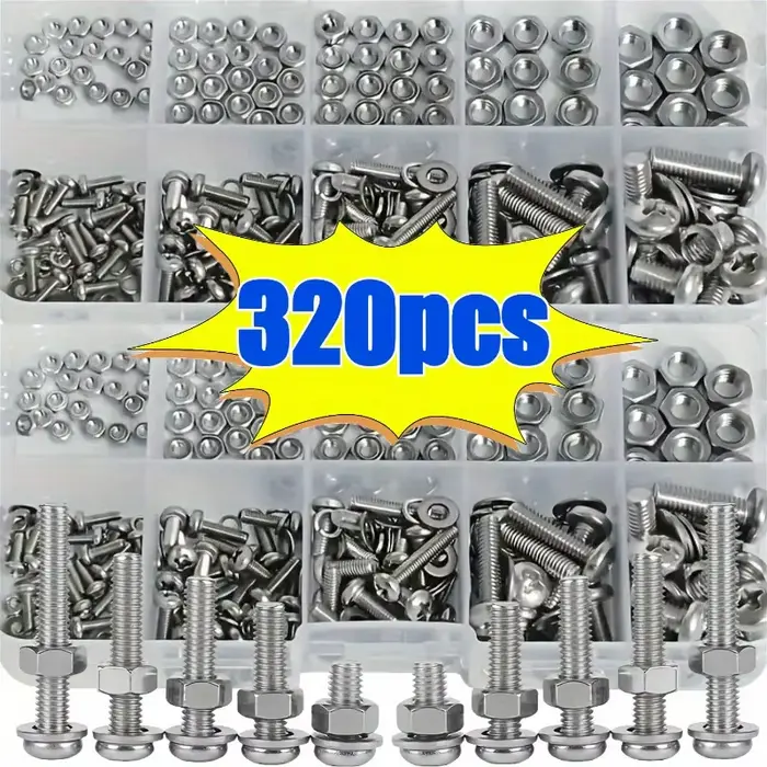 Kit d'écrous et de boulons hexagonaux - 320 pièces/120 pièces
