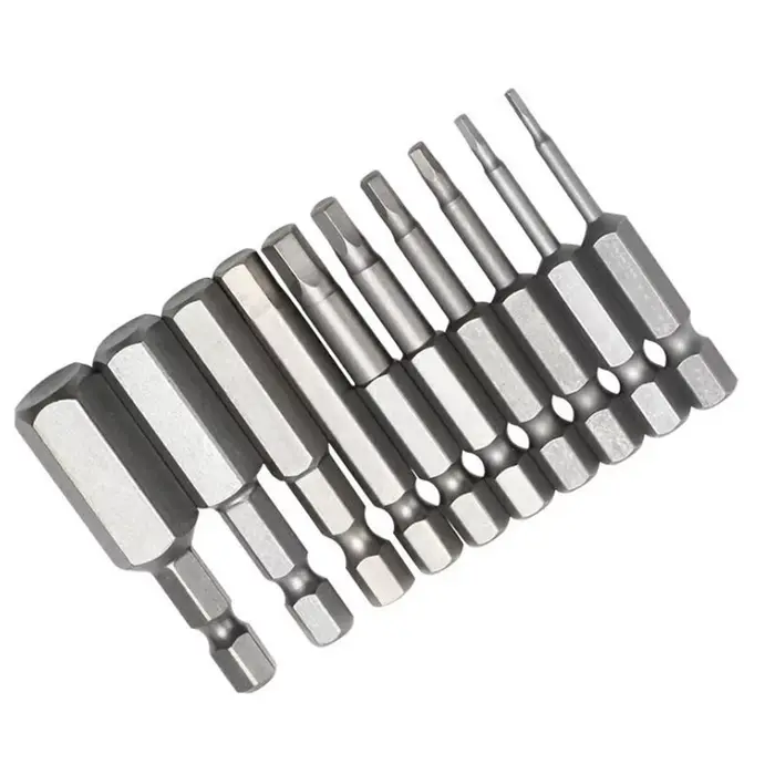 Jeu de tournevis magnétiques à tige hexagonale 1/4, 10 pièces: embouts de 50mm (H1.5-H12), adaptateu
