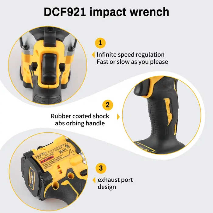 DEWALT DCF921 ATOMIC 20V MAX Clé à chocs sans fil 1/2 pouce : vitesse variable, charge intégrée, liv